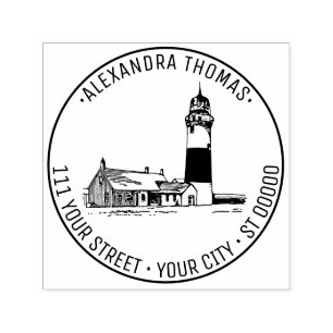 Nantucket Stilisert Sankaty Head Lighthouse-adress Självfärgande Stämpel