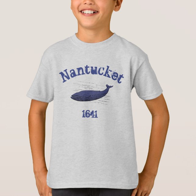 Nantucket, val, 1641 t-shirt för pojkar 2 (Framsida)