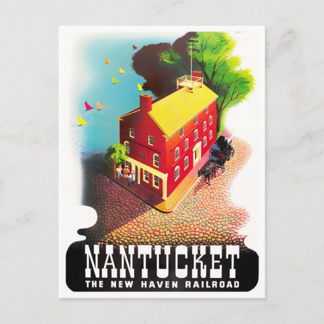 Nantucket vintage rese postkort vykort (Framsida)