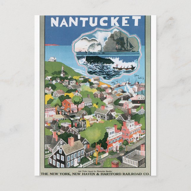 Nantucket Vintage resor Poster teckning Vykort (Framsida)