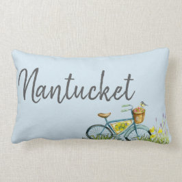 Nantucket vintagecykel i lavendelfält lumbarkudde