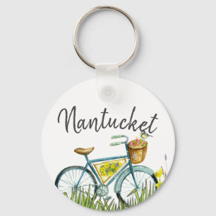 Nantucket vintagecykel i lavendelfält nyckelring