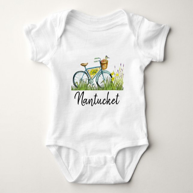 Nantucket vintagecykel i lavendelfält t shirt (Framsida)
