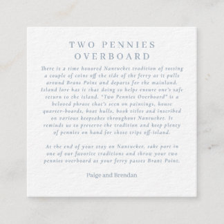 Nantucket Wedding Favor - två pennier överbord Tilläggskort