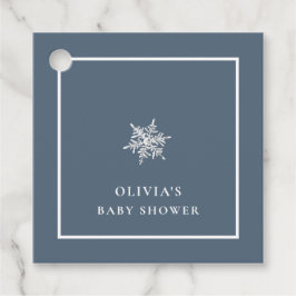 Nany Blue Modern Snowflake Baby Shower Gåvor Etiketter