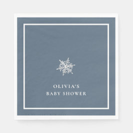 Nany Blue Modern Snowflake Baby Shower Pappersservett