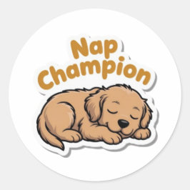 Nap Champion Cute Golden Retriever Puppy Sticker D Runt Klistermärke