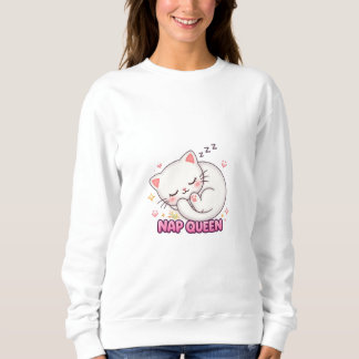 Nap Drottning Katt Klistermärke | Söt Sovande Katt T Shirt