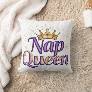 Nap Drottning Krona Guld Lila Elegant Rolig Kast P Kudde