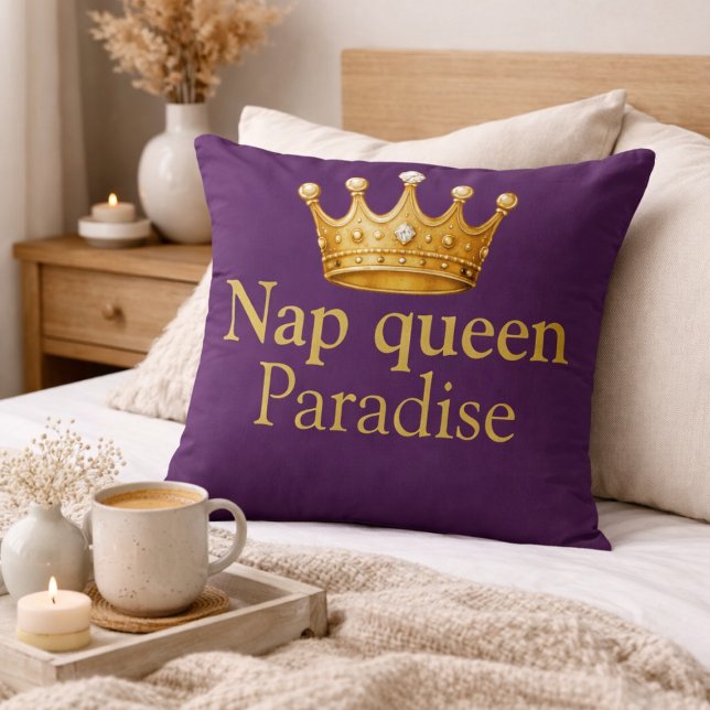 Nap Drottning Plum Gold Hot Pink Crown Royalty  Kudde (Skapare uppladdad)