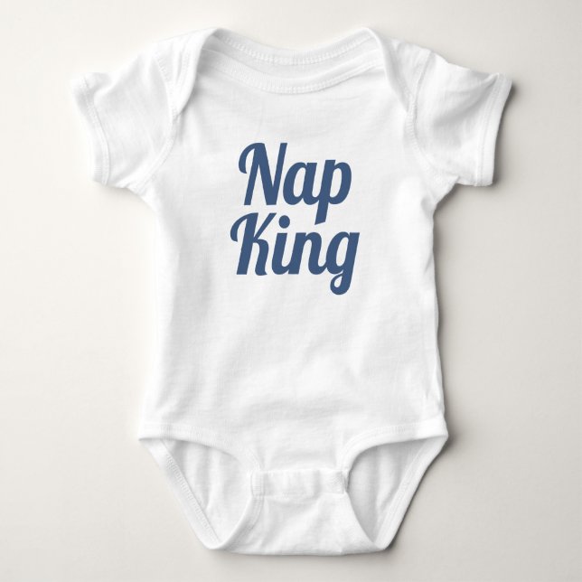 Nap Kung Boy Blue Slogan | Baby Bodykostym Tröja (Framsida)