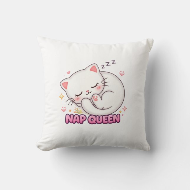 Nap Queen Cat Sticker | Cute Sleeping Cat Kudde (Framsida)