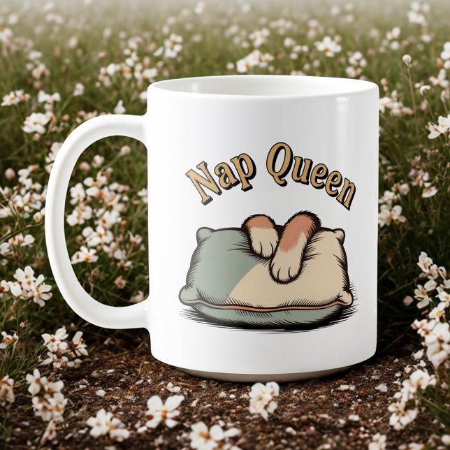 Nap Queen | Cozy Pet Parenting Humor   Kaffemugg (Skapare uppladdad)