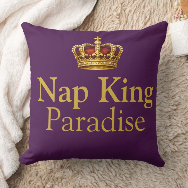 Nap Queen King Plum Gold Crown Royalty Kudde (Filt)