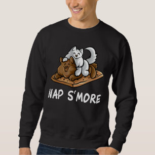Nap S more Marshmallow Camper Cat Camping Campfire Lång Ärmad Tröja