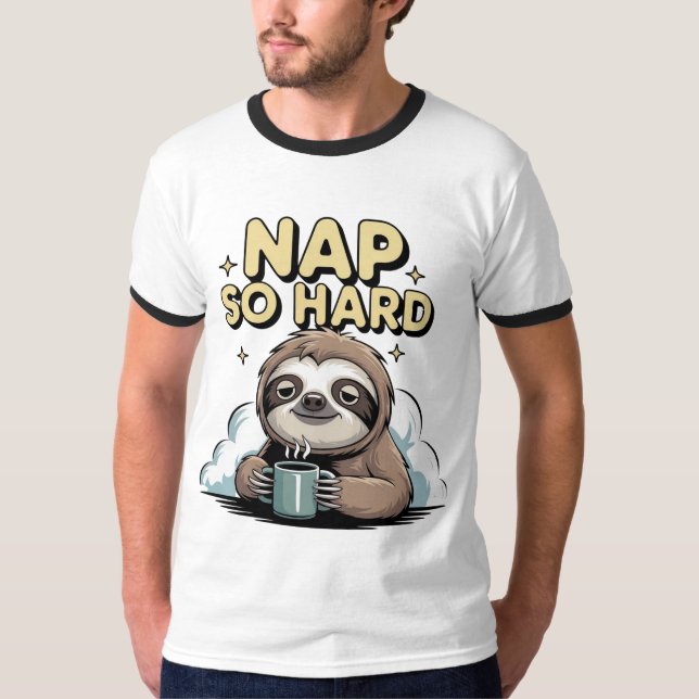 Nap så hård sluttning med kaffe isolerat t shirt (Framsida)