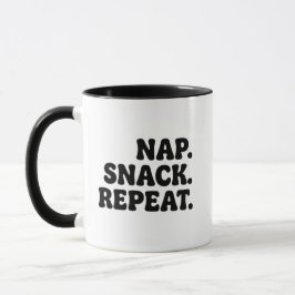 Nap Snack Upprepa Mugg - Roligt Kaffebitarpresent