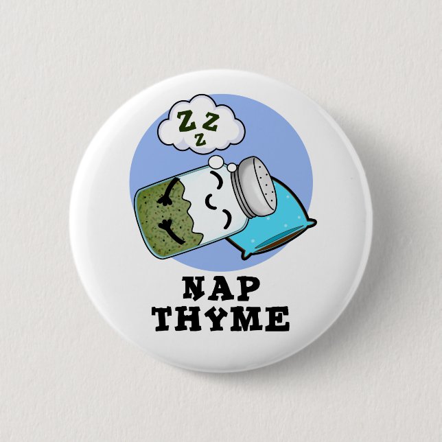 Nap Thyme Funny Sleeping Herb Pun Knapp (Framsida)