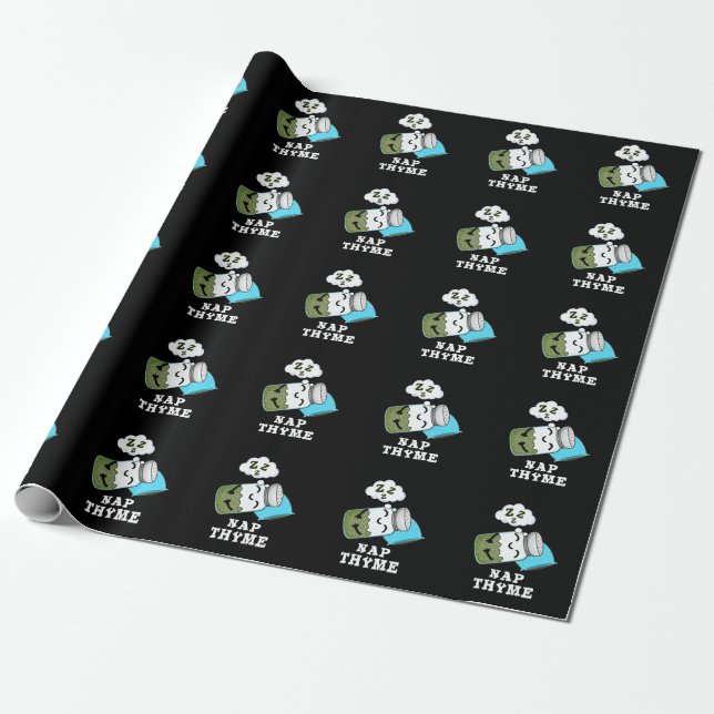 Nap Thyme Funny Sleeping Herb Pun Mörk BG Presentpapper (Utrullad)