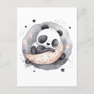 Nap Time Watercolor Baby Panda Bear Vykort