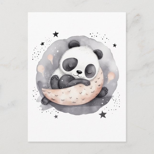 Nap Time Watercolor Baby Panda Bear Vykort (Framsida)