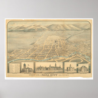 Napa, CA. Panoramisk Karta (0684A) Poster