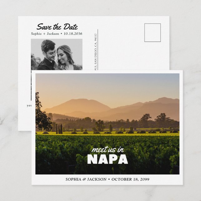 Napa California Vinväxeri Bröllop Spara datumet Vykort (Fram/baksida)