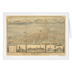 Napa panorama- karta för CA. (0684A) Hälsningskort