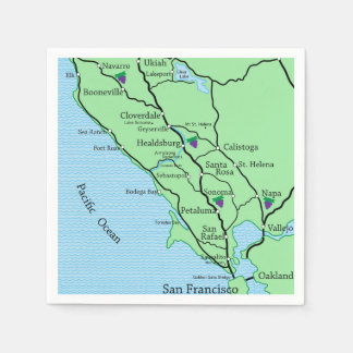 Napa Sonoma Vin Land Karta Pappersservett