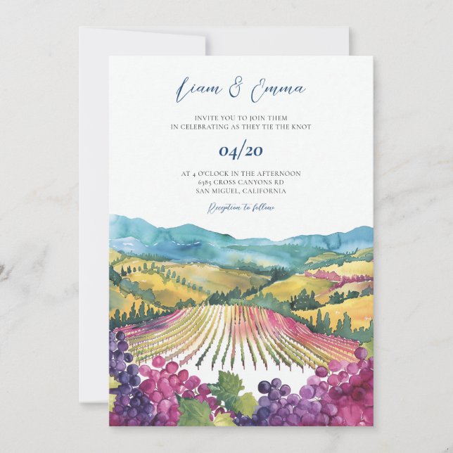 Napa Valley California bröllopsinbjudan Inbjudningar (Framsida)