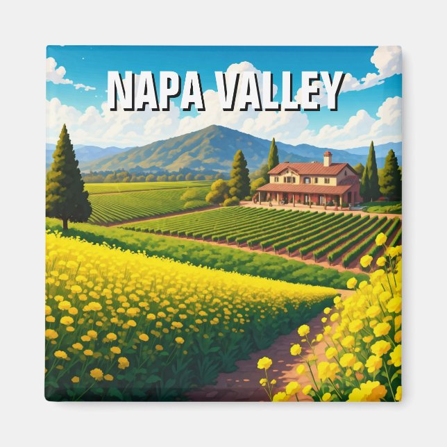 Napa Valley California Mustard Flowers Magnet (Framsidan)