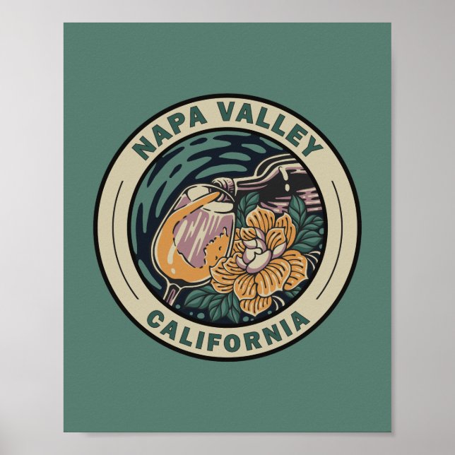 Napa Valley California Travel Art Badge Poster (Framsidan)
