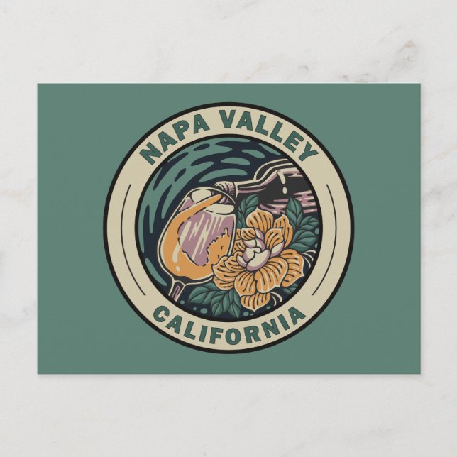 Napa Valley California Travel Art Badge Vykort (Framsida)