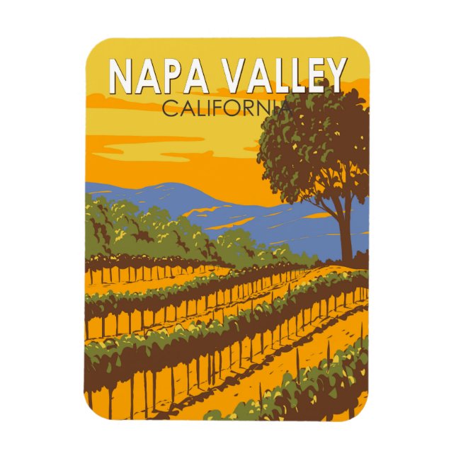 Napa Valley California Travel Art Vintage Magnet (Vertikal)