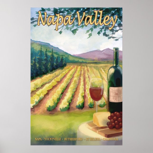 Napa Valley, California Vin Land Travel Poster (Framsidan)