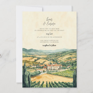 Napa Valley California Watercolor Bröllop Inbjudningar