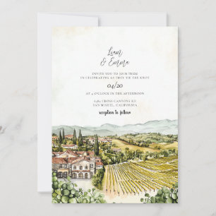 Napa Valley California Watercolor Bröllop Inbjudningar