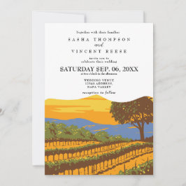Napa Valley California Wedding Invitation Retro Inbjudningar