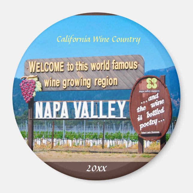 Napa Valley California Wineries Magnet (Framsidan)
