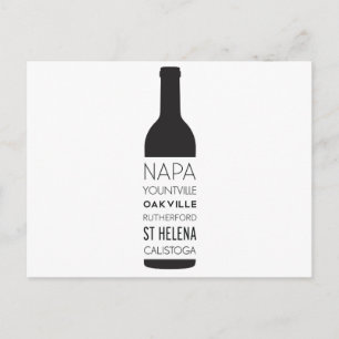 Napa Valley Cities Vin Flaska Vykort