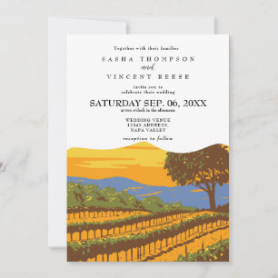 Napa Valley Kalifornien Bröllopsinbjudan Retro Inbjudningar