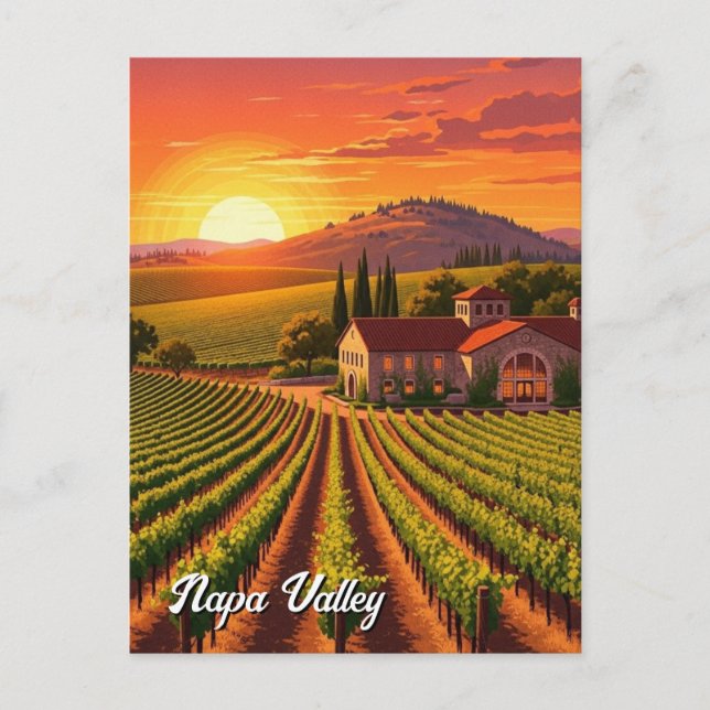 Napa Valley Kalifornien Vingård Vinbruk Vykort (Framsida)