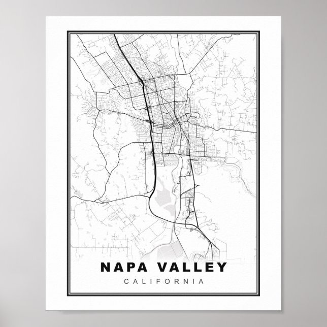 Napa Valley Karta Poster (Framsidan)