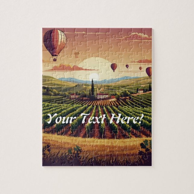 Napa Valley Luftballong Vineyard Illustration Pussel (Vertikal)