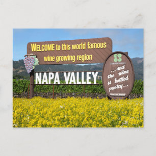Napa Valley Välkomstecken med Mustard Fält Vykort