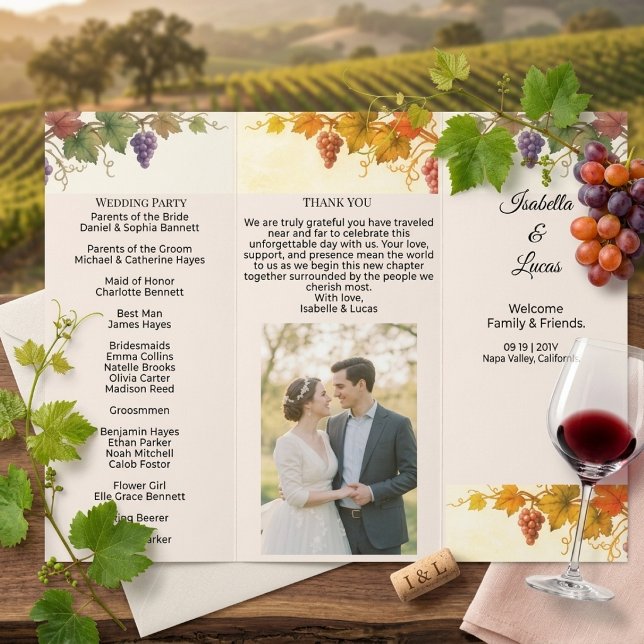 Napa Valley Vineyard Bröllopsprogram Flyer (Skapare uppladdad)