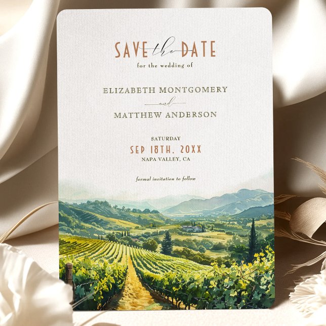 Napa Valley Vineyard Elegance Spara-the-Date Inbjudningar (Skapare uppladdad)