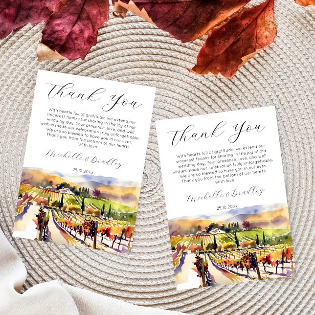 Napa Valley vineyard vattenfärg Tack Kort (Vineyard Napa valley watercolor thank you cards for wedding bridal shower)