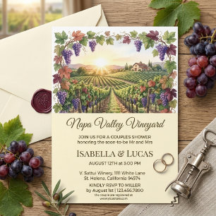 Napa Valley Vineyard Watercolor Bröllopsfest för P Inbjudningar