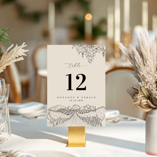 Napa Valley Vineyard Winery Wedding Table Number Inbjudningar (Skapare uppladdad)